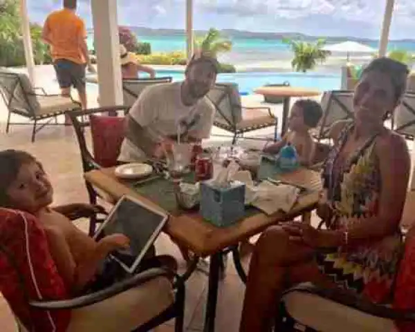 Newly Married Lionel Messi Pictured With His Wife And Two Sons